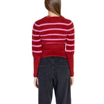 Back view of Only Red Nylon Sweater for Women, part of the Fall/Winter Knitwear Collection, featuring 70% Nylon and 30% Acrylic composition.