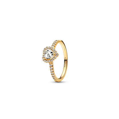 PANDORA JEWELRY Mod. 168421C01-54 gold ring with heart-shaped stone and detailed band