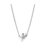 PANDORA JEWELRY Mod. 393206C01-45 silver necklace featuring a delicate rose pendant on a fine chain
