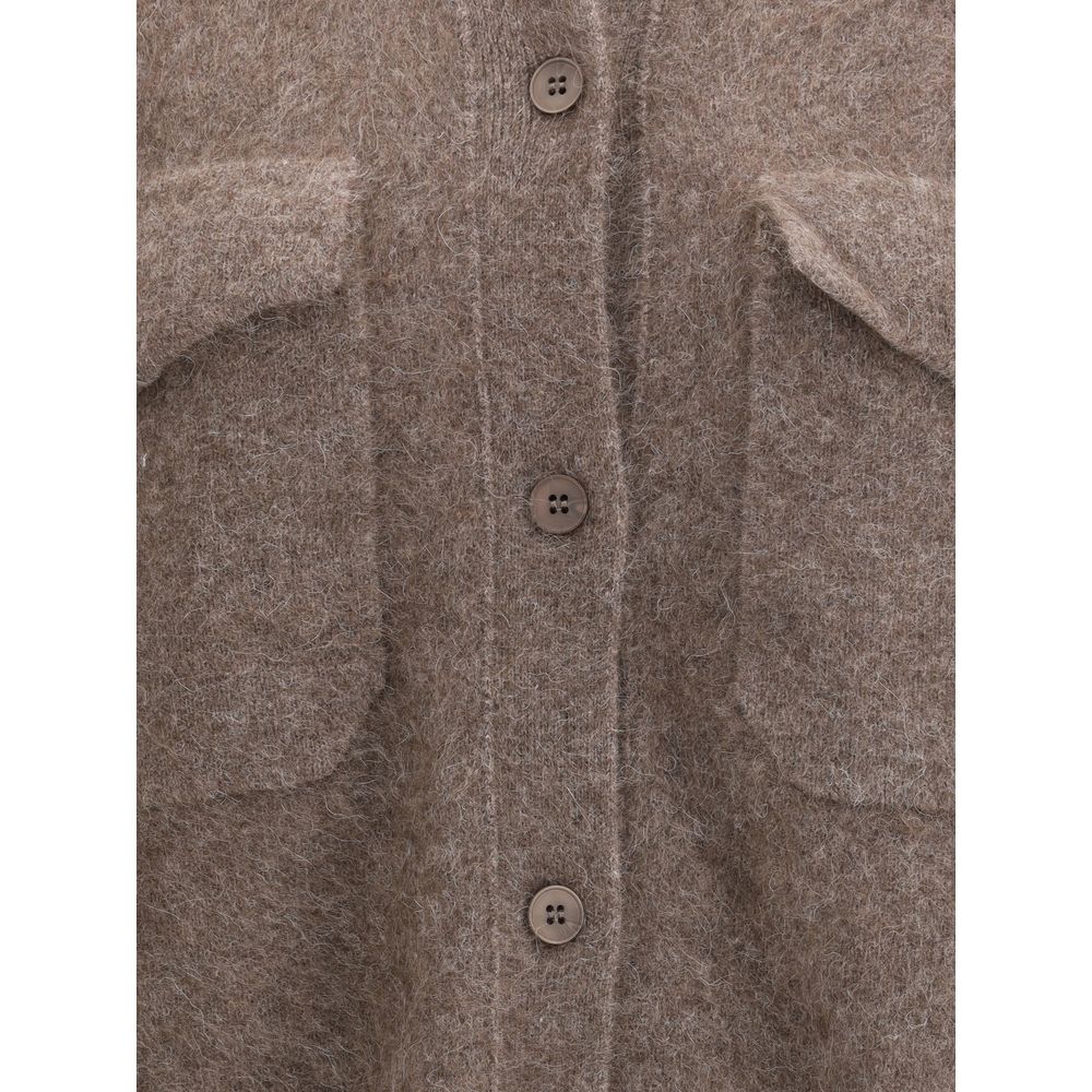 P.A.R.O.S.H. Brown Raccoon Fur Cardigan