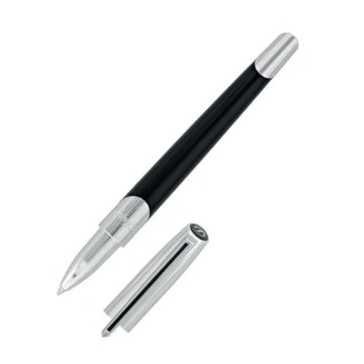 PENNE S-T- DUPONT MOD. 402706 luxury pen with sleek black and silver design, showcasing elegance and craftsmanship.