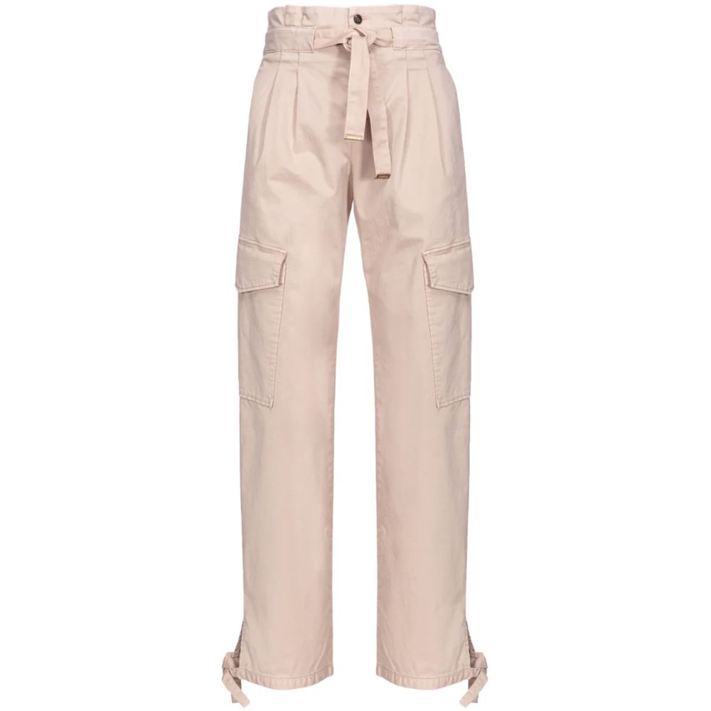 PINKO Pink Cotton Jeans & Pant with cargo pockets, ribbon belt, and two-button fastening.