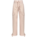 PINKO Pink Cotton Jeans & Pant with cargo pockets, ribbon belt, and two-button fastening.
