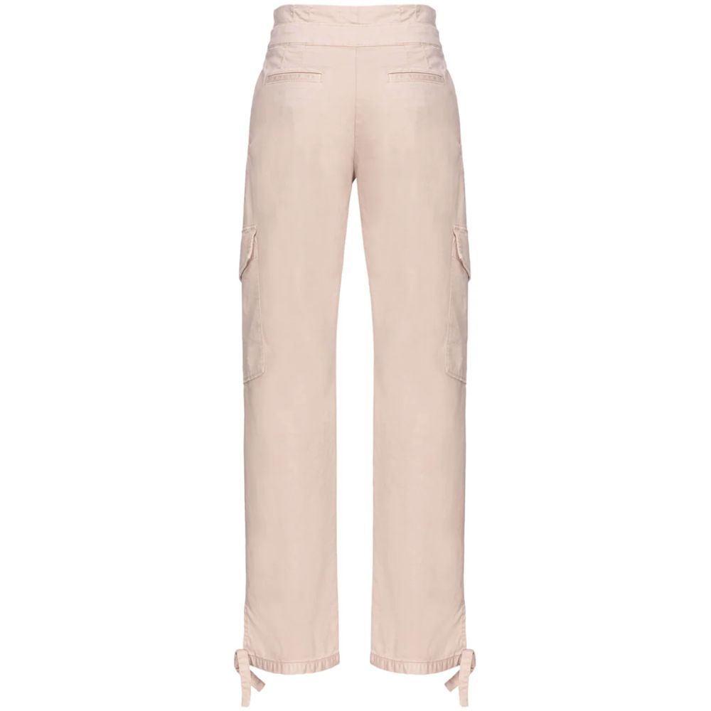 PINKO Pink Cotton Jeans & Pant with cargo pockets, ribbon belt, two-button fastening, and zip, perfect for casual wear.