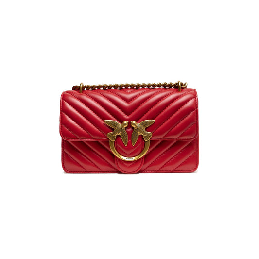 PINKO Red Leather Love One Mini Shoulder Bag PINKO