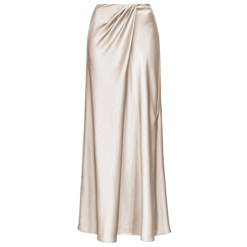 PINKO White Polyester Skirt in hammered satin with front slit and back zip fastening.
