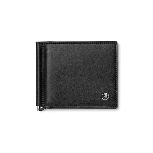 Sleek black leather PORTAFOGLIO MONTEGRAPPA MOD. IC00WA02 wallet with embossed logo detail, luxury accessory.
