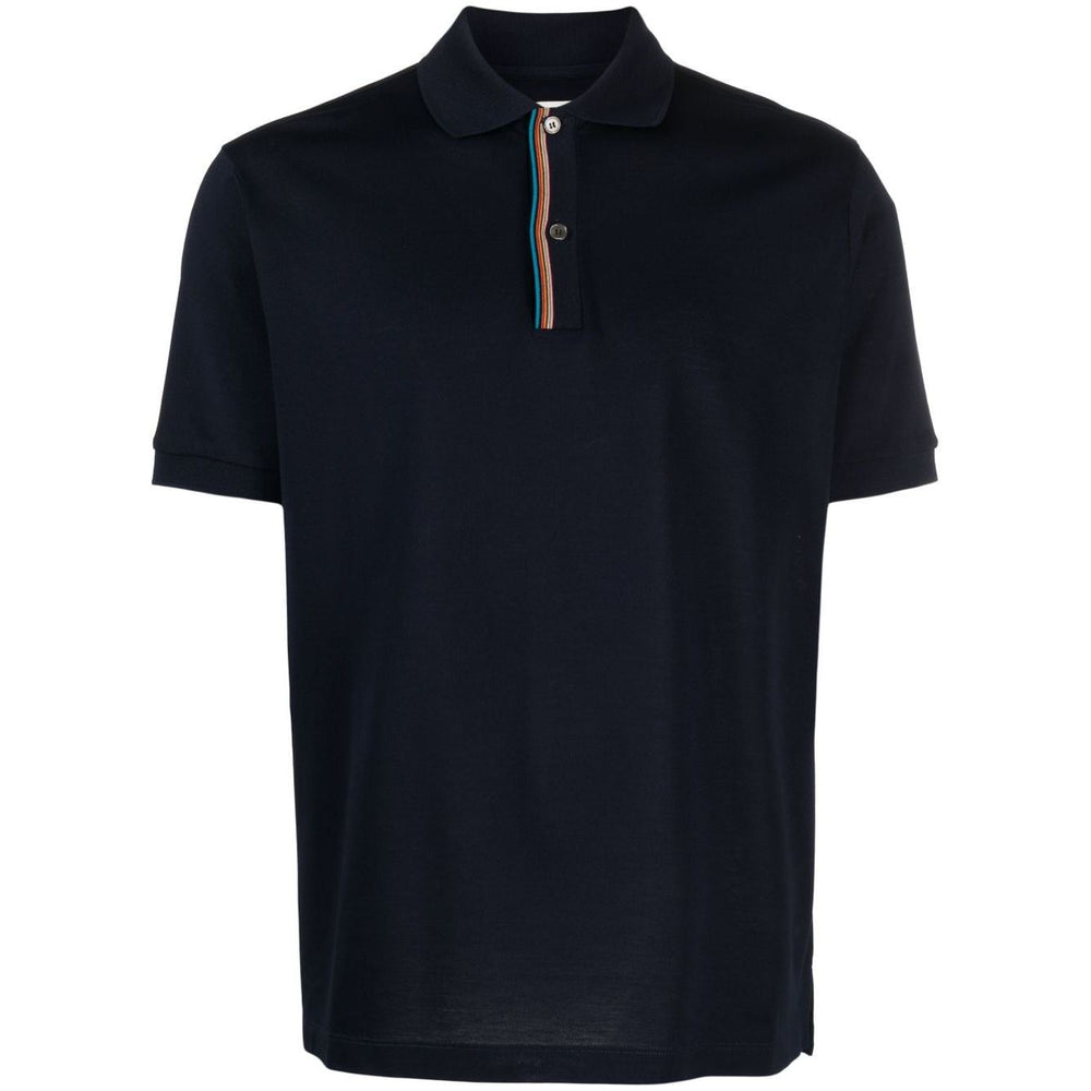 PS By Paul Smith T-shirts and Polos Blue rainbow-stripe cotton polo shirt with navy color and signature stripe detailing.