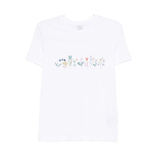 PS By Paul Smith T-shirts and Polos White with floral embroidered cotton crew neck short sleeves