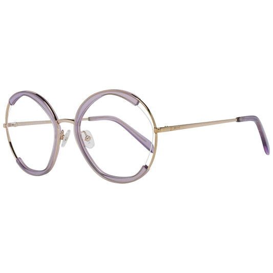 PUCCI MOD. EP5089 54083 lady eyewear with round lenses and gold frames, stylish fashion glasses for women, side view angle.
