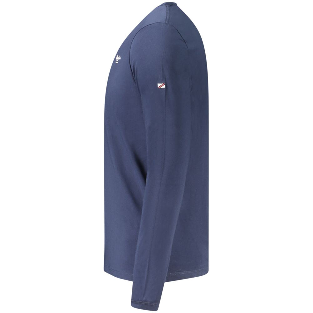 Pepe Jeans Blue Cotton T-Shirt, long sleeve, slim fit, crew neck with logo print, made from 70% sustainable cotton.