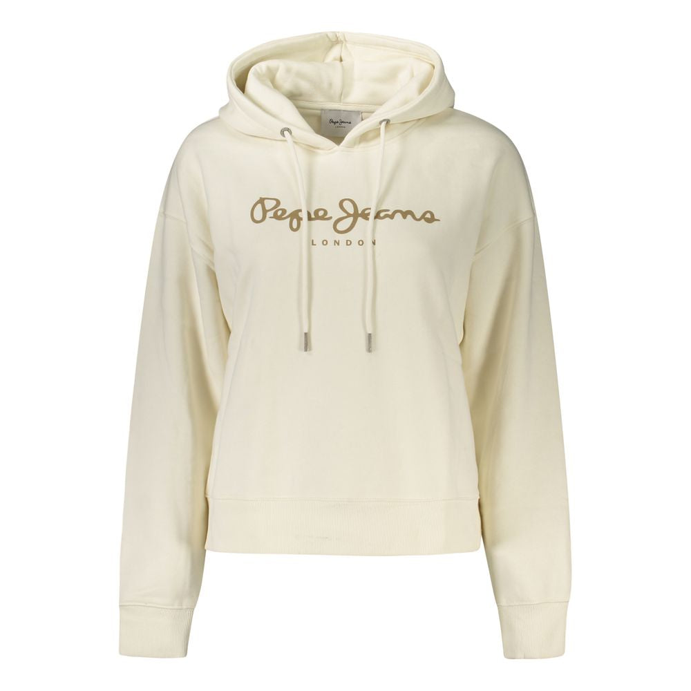 Pepe Jeans White Cotton Women Sweater showcasing iconic logo and eco-friendly design for stylish casual wear.