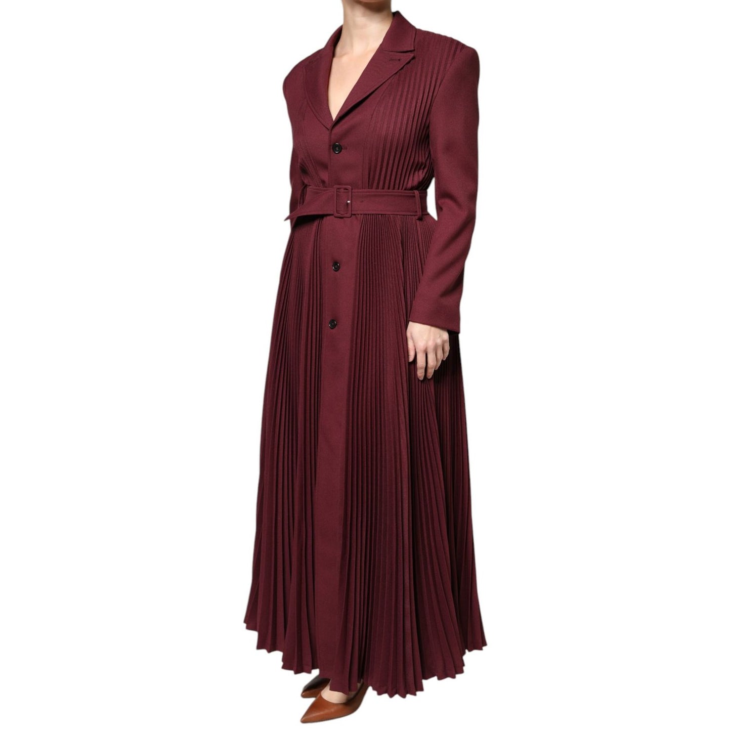 Philosophy Maroon Belted Button Down Dress Philosophy