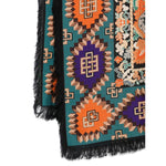Pierre Louis Mascia Printed silk scarf with multicolour graphic print and frayed edge
