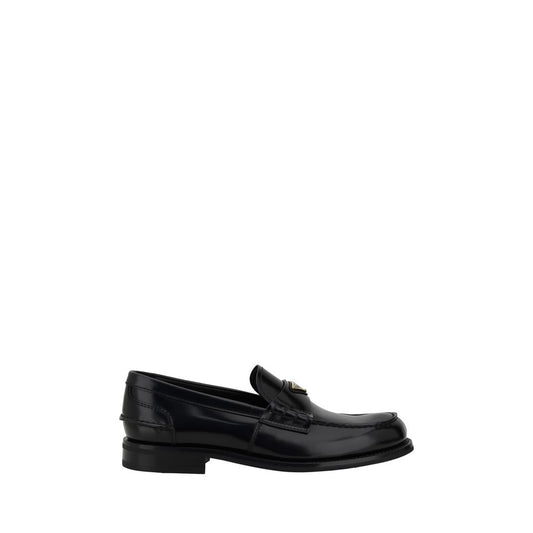 Prada Black Calf Leather Bos Taurus Slip-On Loafers Prada