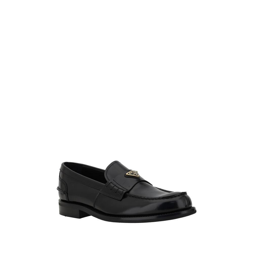 Prada Black Calf Leather Bos Taurus Slip-On Loafers Prada