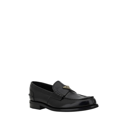 Prada Black Calf Leather Bos Taurus Slip-On Loafers Prada