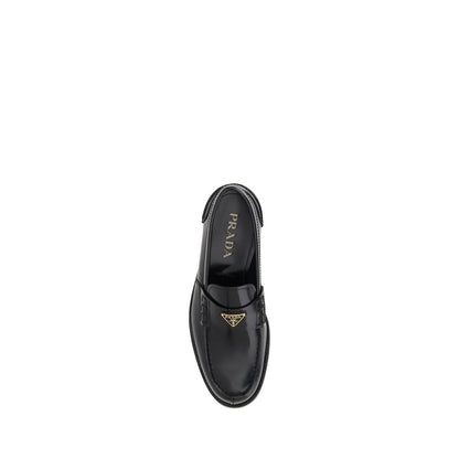Prada Black Calf Leather Bos Taurus Slip-On Loafers Prada