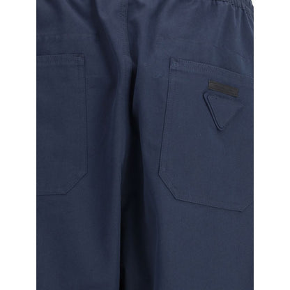 Prada Blue Cotton Casual Pants Prada