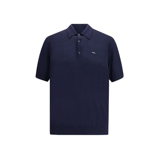 Prada Blue Fleece Wool Polo Shirt Prada
