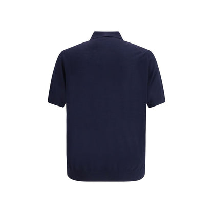 Prada Blue Fleece Wool Polo Shirt Prada