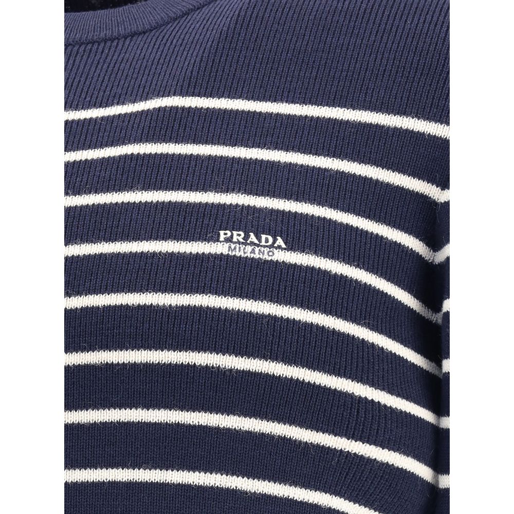 Prada Blue Fleece Wool Sweatshirt Prada