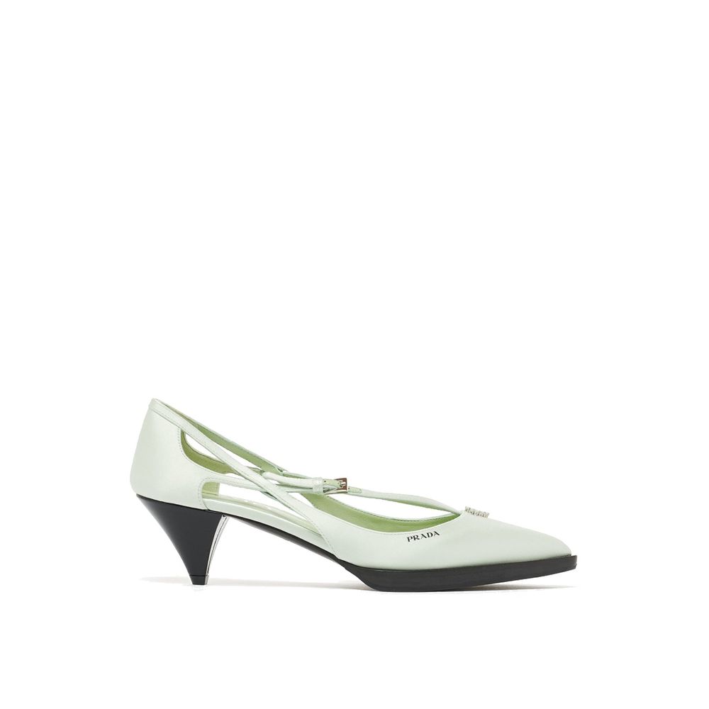 Prada Green Silk Mid Heel Pumps