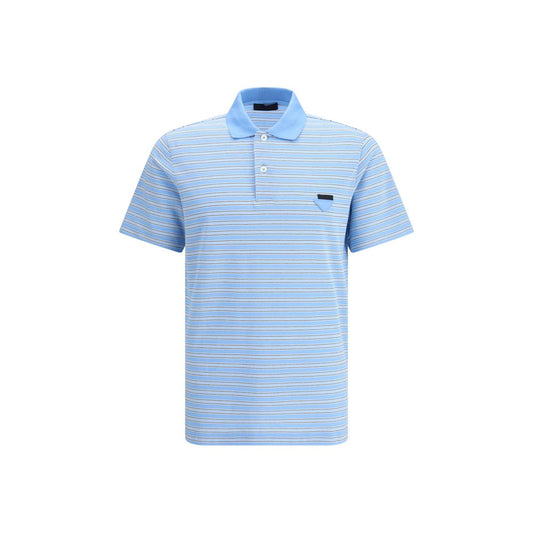 Prada Light Blue Cotton Polo Shirt Prada