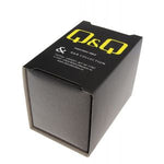 Official Q&Q FASHION Mod. QB86J312Y wristwatch packaging box with brand logo and black design.
