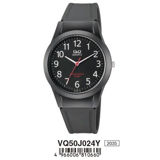 Q&Q FASHION Mod. VQ50J024Y wristwatch, 10 ATM water resistant, 37mm resin case, quartz movement, rubber strap, mineral dial, official packaging