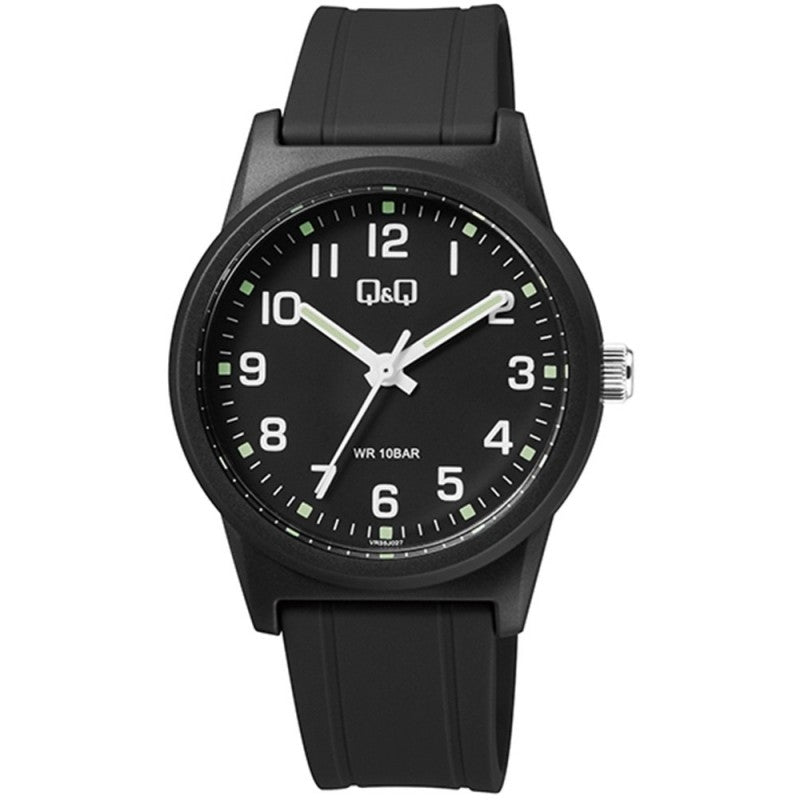 Q&Q FASHION Mod. VR35J027Y unisex quartz wristwatch with 40mm plastic case, silicone strap, and mineral dial, water resistant 10 ATM.