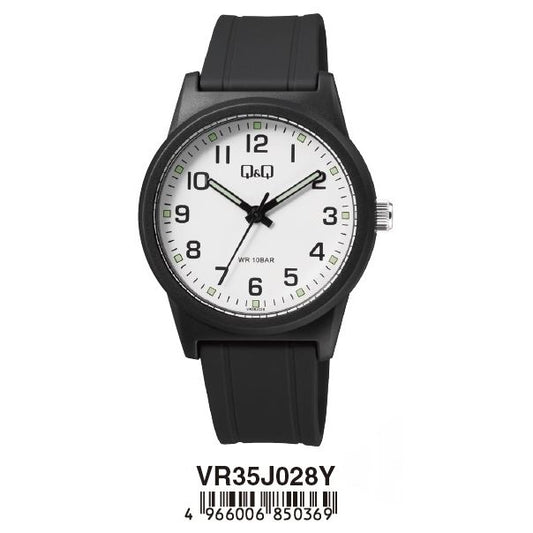 Q&Q FASHION Mod. VR35J028Y wristwatch, 10 ATM water resistant, 40mm resin case, quartz movement, black strap, mineral dial in official box.