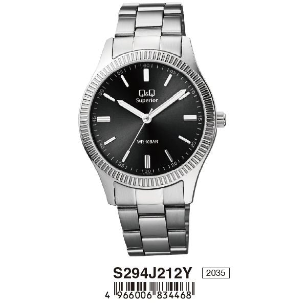 Q&Q SUPERIOR Mod.S294J212Y wristwatch, stainless steel case and strap, 3 ATM water resistance, quartz movement, sapphire dial.