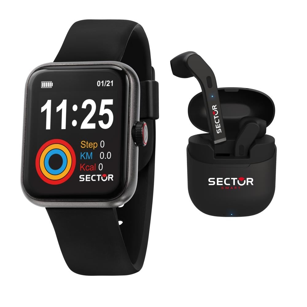 SECTOR Mod. S-03 PRO smartwatch and earbuds set with black design