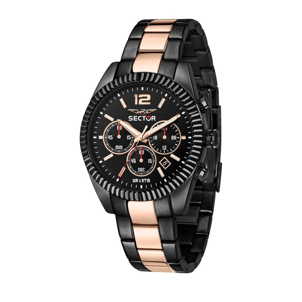 SECTOR Mod. 240 men's chronograph wristwatch, stainless steel case, 41 mm, quartz movement, water resistant 10 ATM, silver material