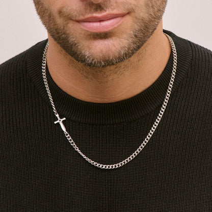Man wearing RADIANT JEWELS JEWELRY Mod. RH000329 chain necklace with cross pendant