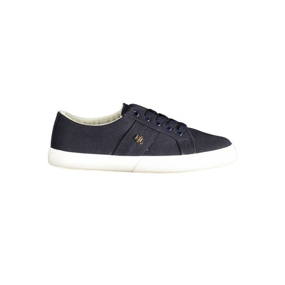 Ralph Lauren Blue Cotton Women Sneaker with logo on side, elegant and comfortable design, perfect for modern trendsetters.