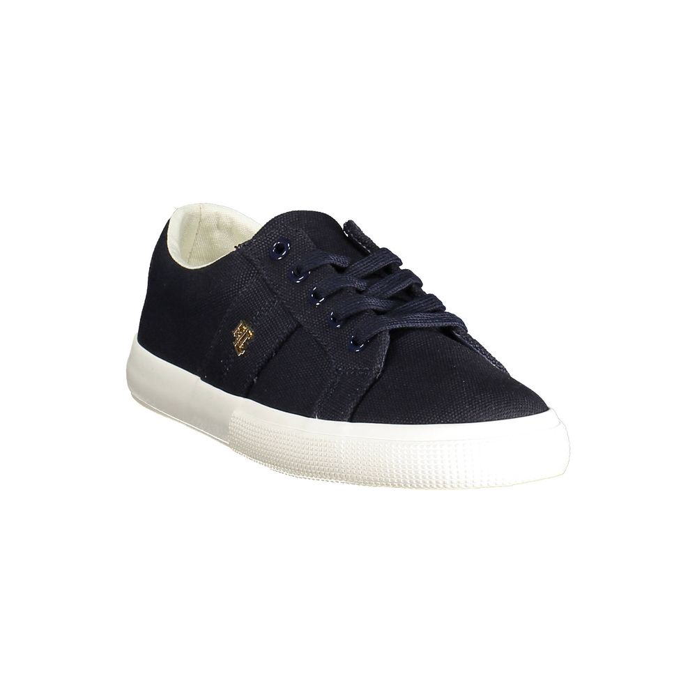 Ralph Lauren Blue Cotton Women Sneaker featuring classic design and iconic logo for style and comfort.