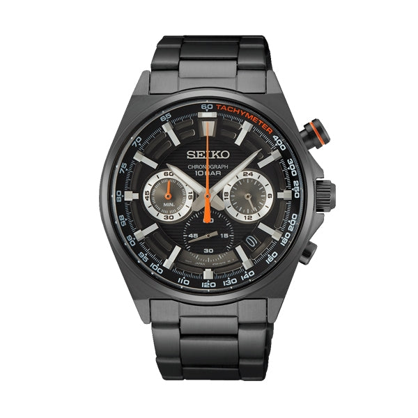 SEIKO WATCHES Mod. SSB399P1, gent's quartz chronograph with SS IP black case and strap, water resistant 10 ATM, in official packaging.