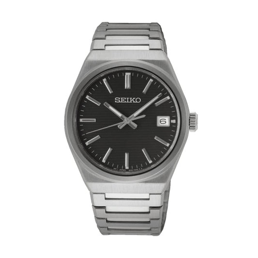 SEIKO WATCHES Mod. SUR557P1 stainless steel quartz wristwatch, 38.5mm case, 10 ATM water resistance, sapphire dial, SS bracelet.