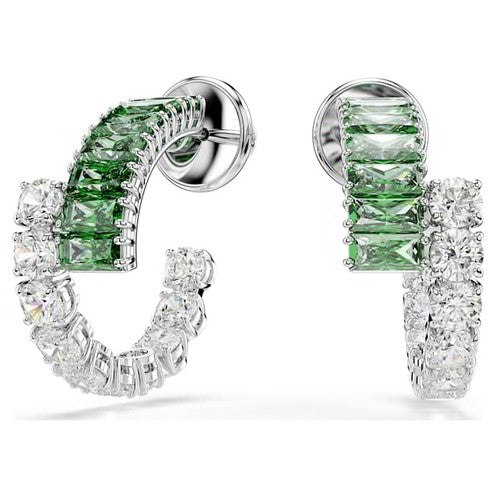 SWAROVSKI JEWELS JEWELRY Mod. 5732264 elegant green and clear crystal hoop earrings