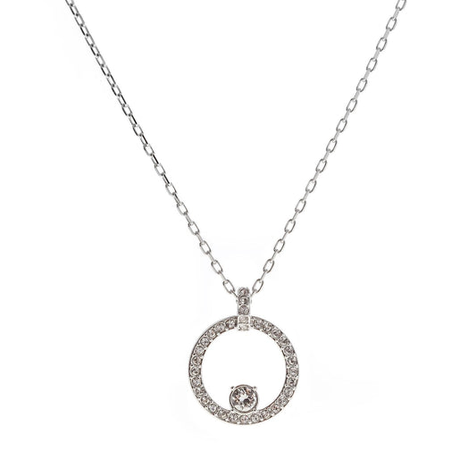 Alt Tag: Elegant Swarovski Mod. 5198686 necklace for ladies, featuring silver 925° with quartz analog movement, in an official box.