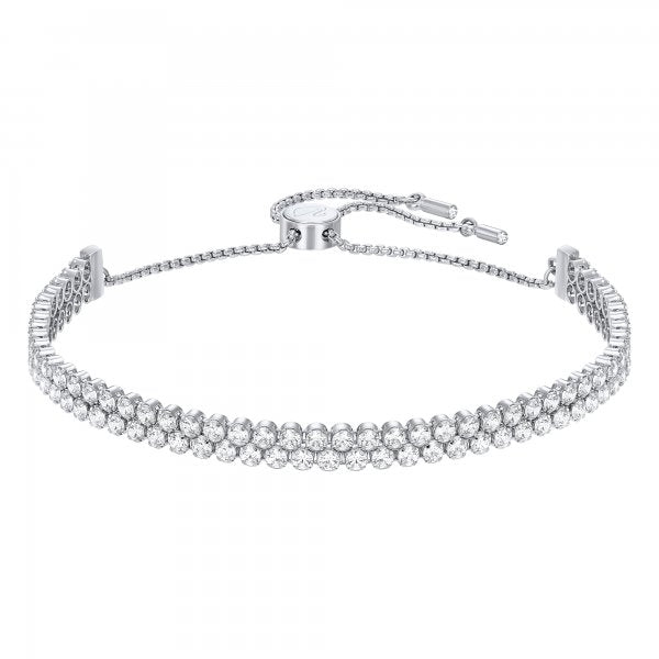 Elegant Swarovski silver bracelet with crystal detailing, adjustable clasp, perfect for adding a touch of luxury to any outfit