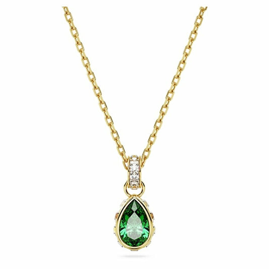 SWAROVSKI Mod. 5648751 silver necklace with green gemstone pendant, quartz analog, water resistant 5 ATM, official box included.