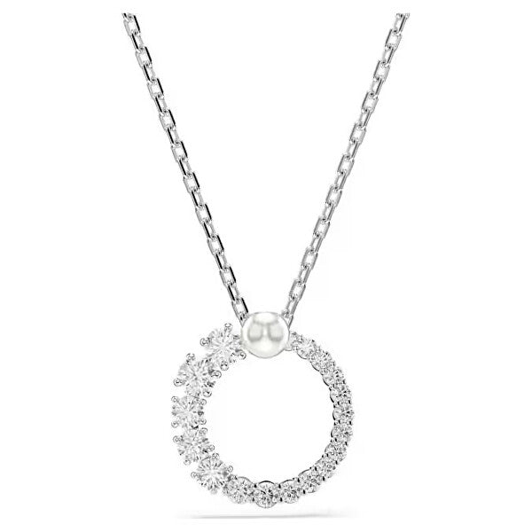 Elegant silver necklace with crystal circle pendant, featuring SWAROVSKI Mod. 5688751 design, suitable for ladies.