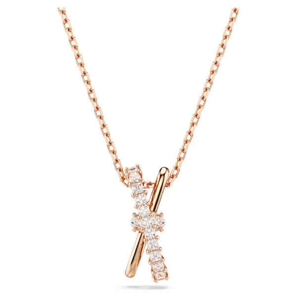 SWAROVSKI Mod. 5689788 Hyperbola Pendant Necklace, Rose Gold-tone with Zirconia, elegant design