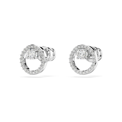 Swarovski Mod. 5692262 elegant stud earrings with sparkling crystals in a circular design on white background.