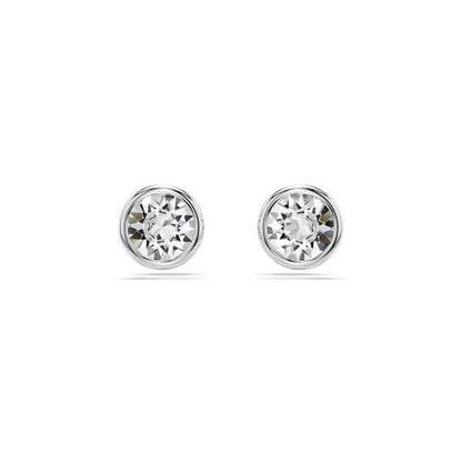 SWAROVSKI Mod. 5696073 silver earrings for ladies, featuring quartz analog movement and 5 ATM water resistance, in official box packaging.