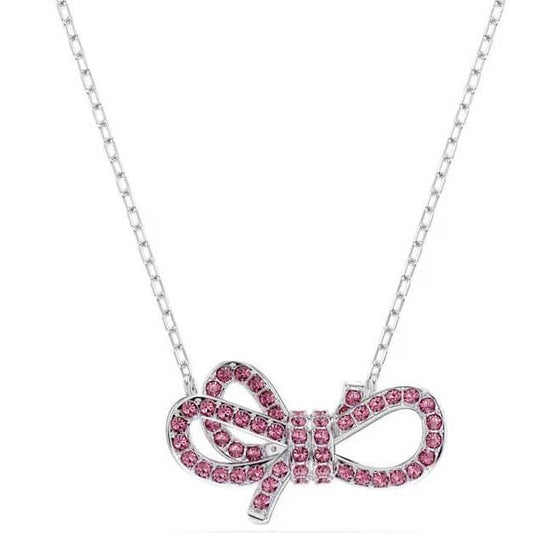 SWAROVSKI Mod. 5723556 pendant necklace with pink pavé bow from Lifelong Bow Collection