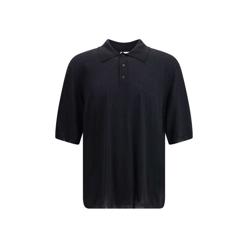 Saint Laurent Black Wool Polo Shirt
